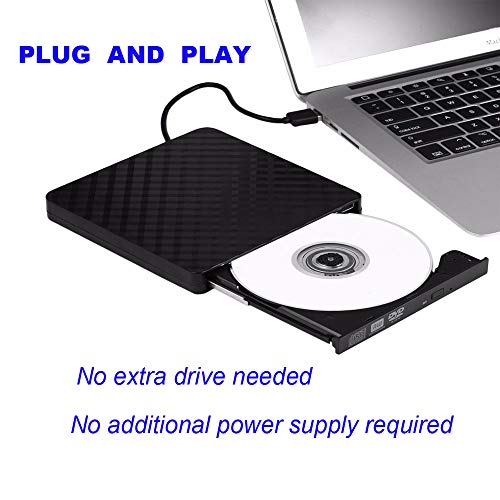 External USB3.0 CD DVD Drive,Xglysmyc Ultra thin Portable CD DVD +/-RW Reader Writer Burner Player for Laptop Desktop PC Mac Support Mac OS Windows 10/8/7/XP/Vista With High Speed Data Transfer(Black) - Thumbnail 3