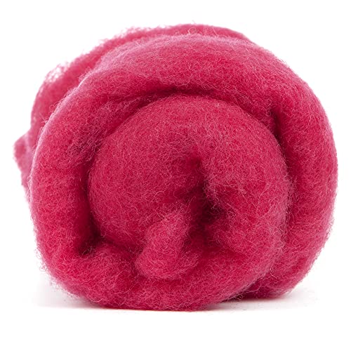 Image of Desert Breeze Distributing Maori Wool Carded Batting, 100% Natural New Zealand Wool Made by DHG in Italy for Needle Felting, 3.5 OZ, 27 Micron, Color Raspberry Red