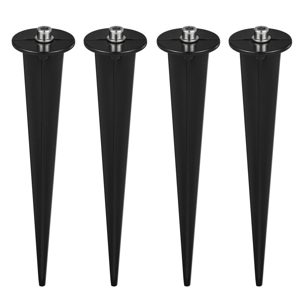 4 Pcs Flood Light Ground Stake Threaded Spike Metal Replacement Stakes for Solar Lights Outdoor LED Solar Light 6.3 Inches Stakes with 4 Hex Screws for Gardens Yard Path Lawn