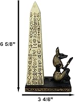 Vista 2 de Ebros Gift Tema egipcio Anubis Chacal Perro Deidad Arrodillado por pilar de obelisco jeroglífico Quemador de incienso Escultura Estatuilla de resina