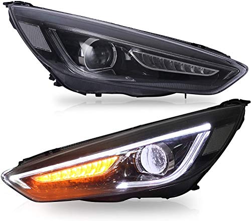 VLAND Headlight Assembly Fit for Ford Focus 2015 2016 2017 2018 LED Headlights With Turn Signal,LED DRL light, Plug-and-play