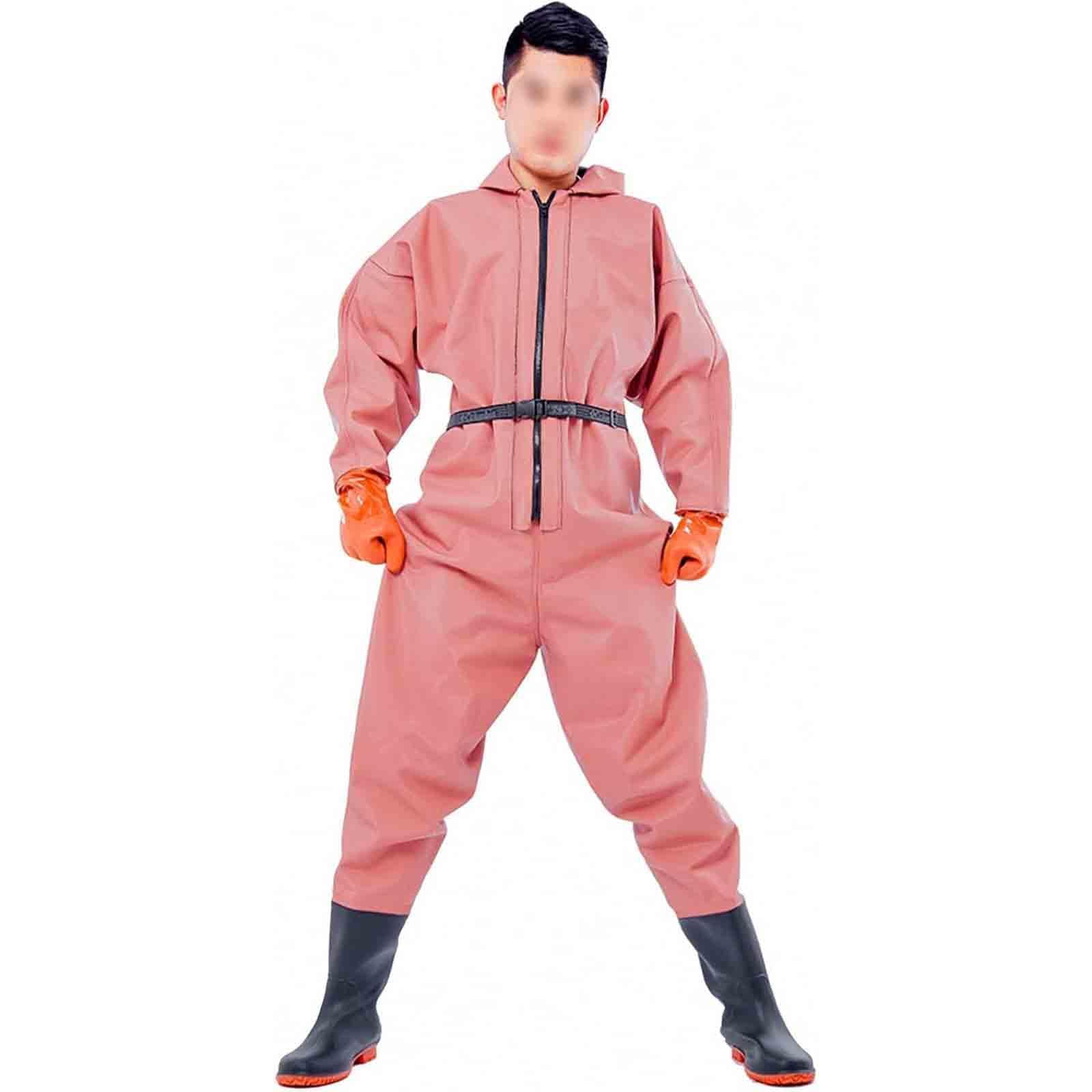 Wader da Pesca con Cappello Antipioggia e Guanti, Completi di Stivali, Modello Integrale, Ideali per Pesca A Mosca, Pesca al Colpo, Pesca in Mare, attività Agricole e Caccia