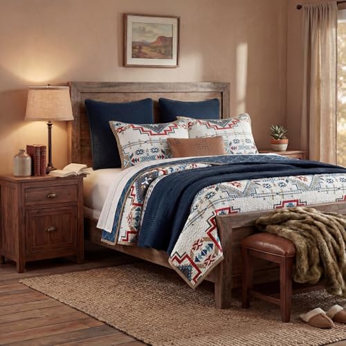 Image of Paseo Road Spirit Valley 3 Piece King Aztec Western Bedding Quilt Set