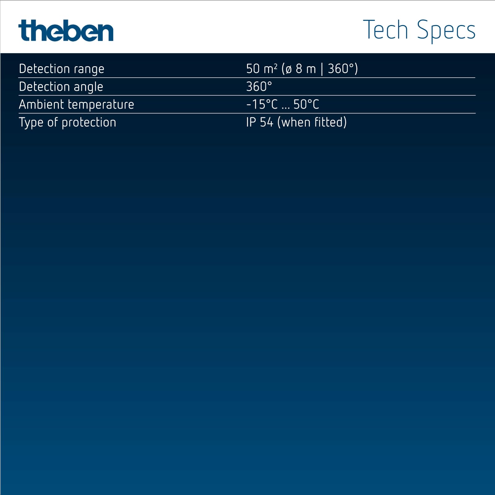 Theben 1030560 theMova S360-100 DE rilevatore di movimento PIR 360° 8 m | incasso a soffitto, 1 canale, 250 W LED, IP 54, 10 s - 60 min, misurazione luce mista, Teach-in, preimpostato, bianco