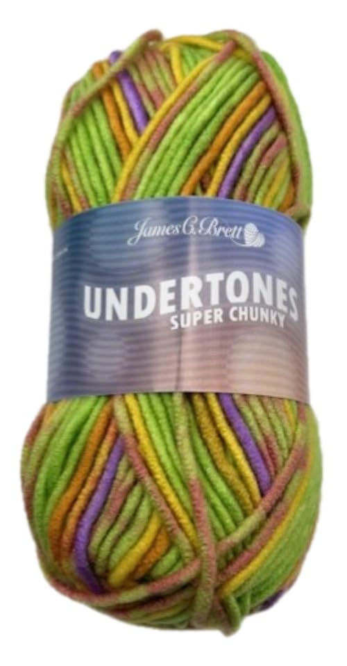 James C Brett Undertones Super Chunky 100g Ball (UT03 Rainbows, 1 Ball)