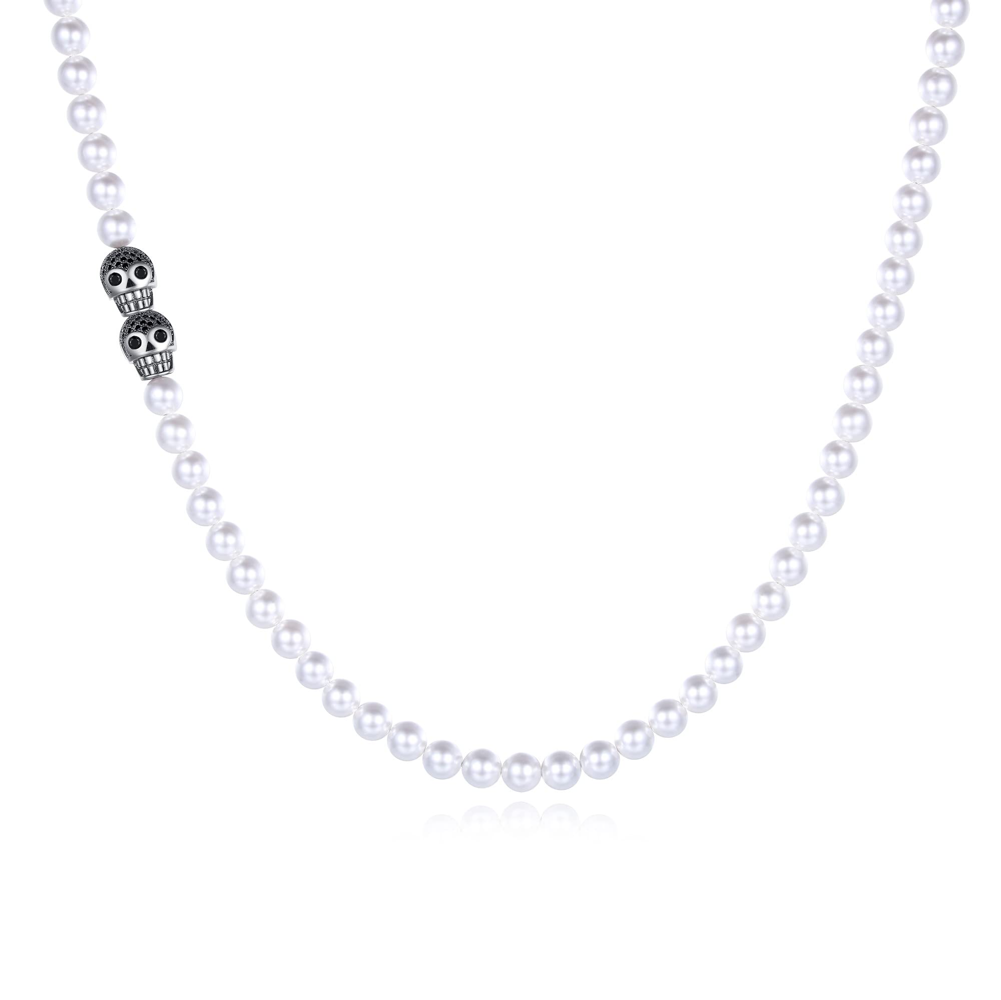 GAVU Collar de Calavera para Hombre con Cuentas de Piedras Naturales y Cristales