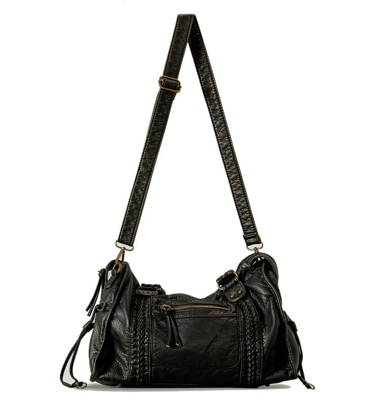 JOLLQUE Rivet Crossbody Bag for Women,Large Retro Washed Leather Handbag Purse,Vintage Y2K Summer Hobo Shoulder Work Bags3