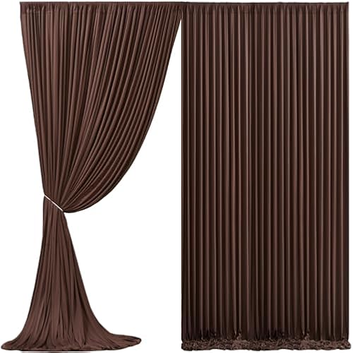 10x10 Brown Backdrop Curtain for Parties Wedding Wrinkle Free Brown Photo Curtains Backdrop Drapes Fabric Decoration for Birthday Party Baby Shower 5ft x 10ft,2 Panels