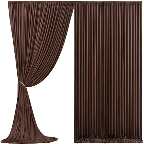 10x10 Brown Backdrop Curtain for Parties Wedding Wrinkle Fre