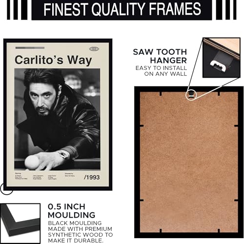 Image of BLINKART Carlito Way Movie Poster Frame 8x12 Inch | Premium 300 GSM Paper Wall Print | Mid Century Vintage Film Artwork for Home, Bedroom, Living Room, Office | Framed Photo Decor