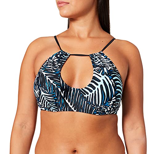 Pour Moi? Women's Barracuda Ring Neck Underwired Top Bikini, Blue (Black/Blue), 34D