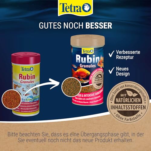 Tetra Rubin Granules - Fischfutter in Granulatform mit natürlichen Farbverstärkern, unterstützt eine intensive Farbenpracht der Fische, 250 ml Dose – Bild 3