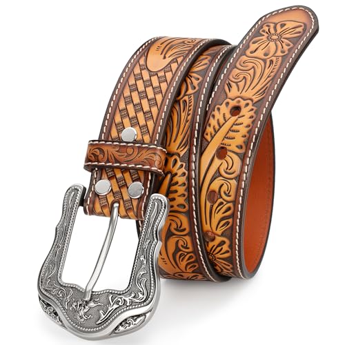 Western Cowboy Leather Belt - 1.5