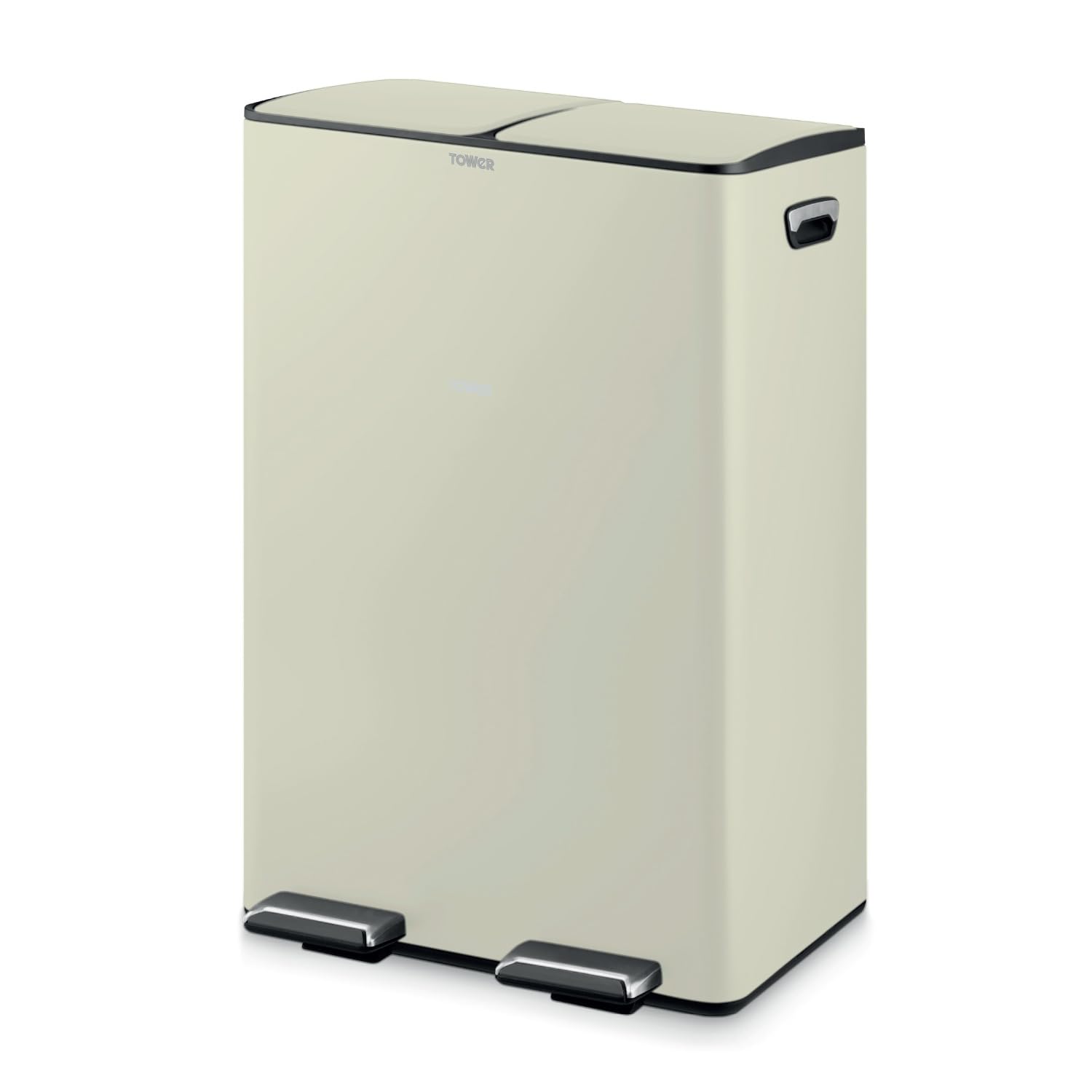 Tower Cream Double Recycling Pedal Bin 60L