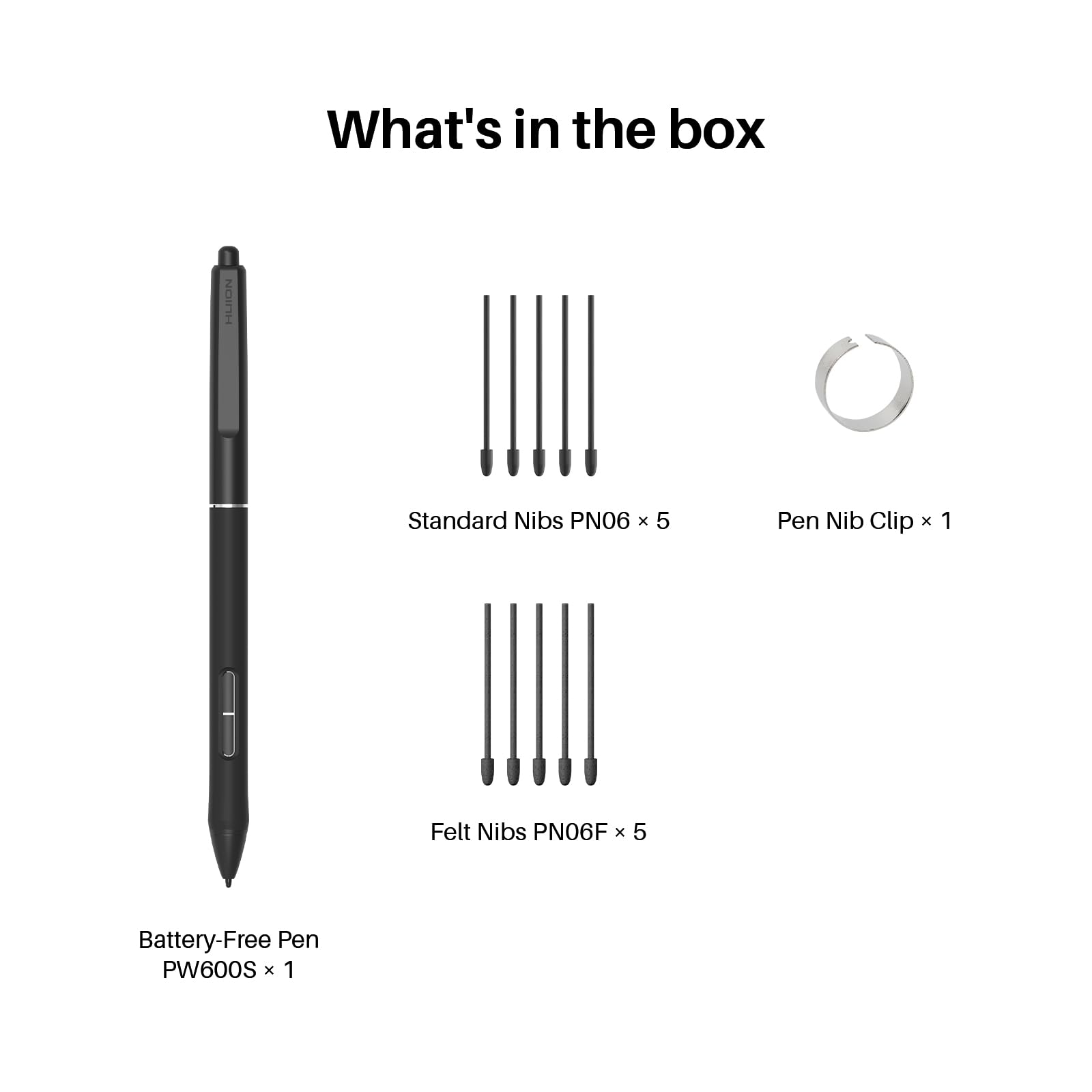 HUION PW600S Wąskie pióro zasilane bateriami przez Huion PenTech 4.0, kompatybilne z Kamvas 13 (Gen 3), Kamvas 16 (Gen 3), Kamvas Pro 19 i Kamvas Pro 27
