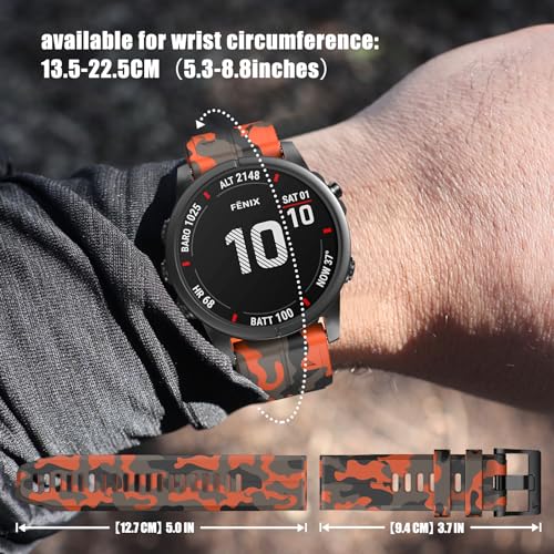 Compatible with Garmin Fenix 6X Pro/7X Pro/7X/6X/5X/5X Plus/3/3 HR Strap, 26mm Quickfit Strap for Descent MK1/Mk2/Mk2i, D2 Delta PX, Enduro 2, Tactix Delta - Image 3