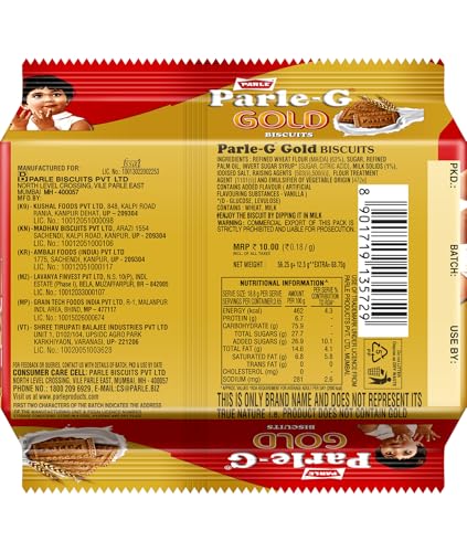 Image of Parle G Gold 56.25G+12.5:68.75G /75G (Pack of 3)