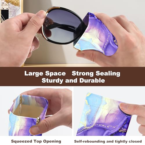 Image of Anikathy 2Pcs Sunglass Eyeglass Glasses Case Soft PU Leather with Cleaning Cloth Cute Glasses Pouch Bag for Men Women Girs