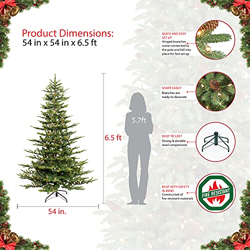 Puleo International 6.5 Foot Pre-Lit Aspen Fir Artificial Christmas Tree With 500 Ul Listed Clear Lights, Green #TOP6
