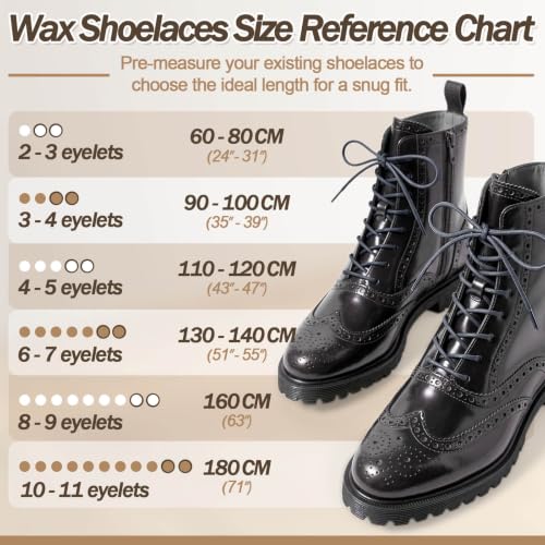 Image of YFINE Waxed Round Shoe Laces: 2 Pairs Oxford Shoelaces for Dress Shoes Boot | 4mm Thick, 20 Colors, 24 inch-71 inch, for Business Footwear, Chukka Boots, Men & Women