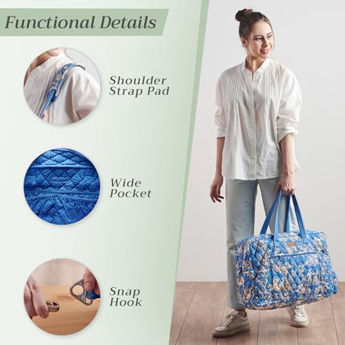 Maison d' Hermine Weekender Bags for Women Cotton Quilted Duffel Overnight Luggage Weekend Bag for Men Gym Sports Gifts Travel Business Travellers Family Trip (Joli Jouy)4