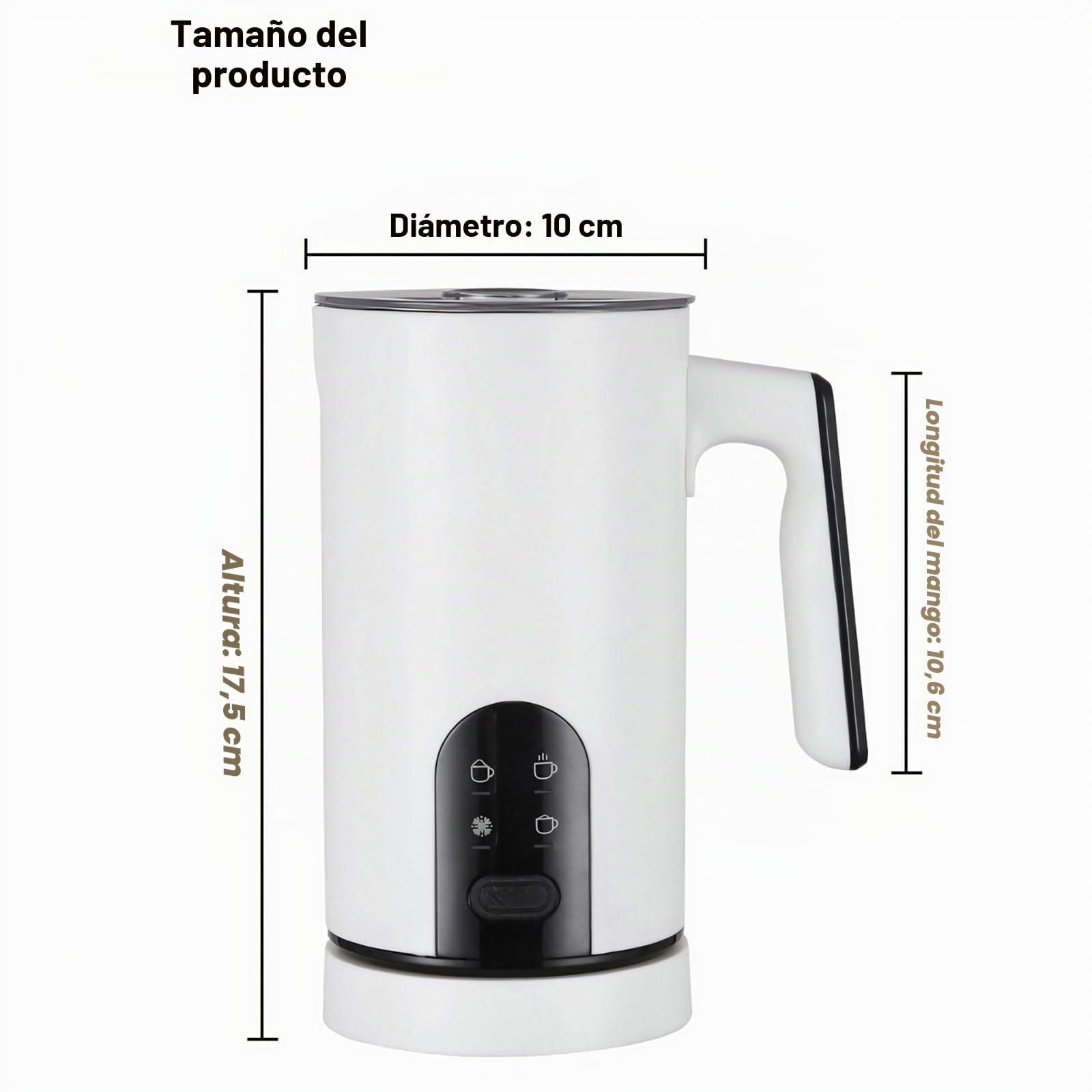 Espumador De Leche Eléctrico 4 En 1: Espumador Automático Para Leche Caliente Y Fría, Apagado Automático, Diseño En Acero Inoxidable, Funcionamiento Silencioso Para Chocolate Caliente (Blanco)