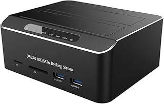 ZLDXDP Dual Bay USB 3.0 to SATA IDE External Hard Drive Docking Station with 2-Port Hub Card Reader 2.5/3.5 Inch SATA/IDE HDD