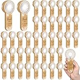 VIHOSE 50 Pcs Mini Handheld Electric Fans for Wedding Guests Bulk, Personal Portable Hand Fan Battery Powered Thank You for Celebrating for Wedding Favor, Battery Not Include(Khaki,Vintage Lace)