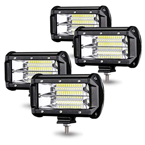 Froadp 72W Adicional LED Faros de Motocicleta Barra de Luz Offroad Floodlights Impermeable IP67 Iluminación de Marcha Atrás Conjunto de Lámpara de Trabajo para Camión Tractor SUV UTV ATV (4 Piezas)