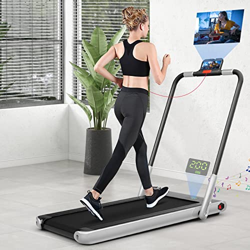 Image of Foldable Treadmills for Home, 2 in 1 Walking Pad Portable Folding Under DeskTreadmills with Walk and Jog & Run Modes for Office Treadmil