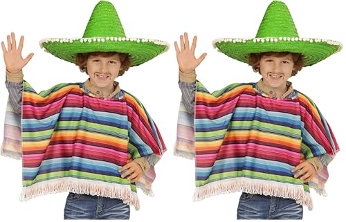 W WIDMANN MILANO Party Fashion - Costume enfant Mexicain, poncho, Carnaval, Fête à thème