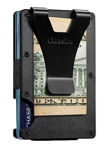 Classico Slim Wallet with Airtag Holder - RFID Blocking, Minimalist Metal Wallet for Men (Black)2