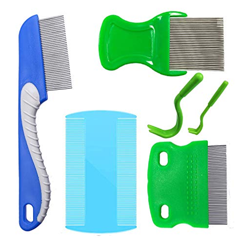 NICO SEE WONDER 4 Pcs Flea Combs for Cats Small Dog Stainless Steel Grooming Supplies and Tick Removal Tool
