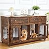 Dog crate furniture with 5 doors 58 wooden dog kennel end table with large capacity drawers dog house with openable divider for smallmediumlarge dogdog cageside end table rustic brown  urban country home decor