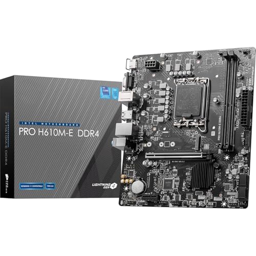 Image of PRO H610M-E DDR4 Micro-ATX Motherboard for Intel LGA1700 (14th /13th /12th Gen Core), 2X DDR4 3200MHz DIMM, PCIe 4.0 x16, M.2 Gen3 Slot, USB 3.2 Gen1, 1G LAN, HDMI & VGA