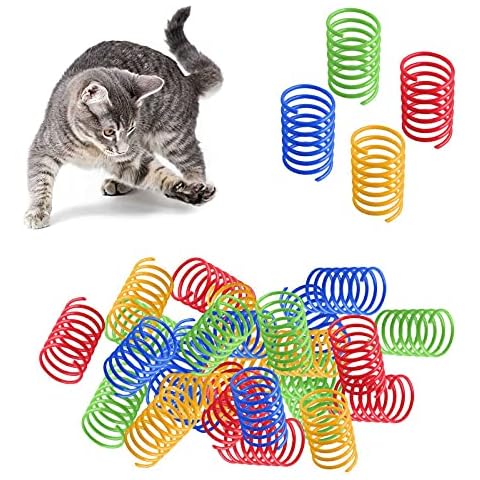 jiuhao Cat Spring Toys, 20 Pcs Kitten Colorful Spring Cat Toy Plastic Coil Spiral Springs Interactive Cat Toys,Recycled Toys for Cat Bouncing Play Training Fun Gift for Cats Cover