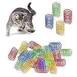 Jiuhao Cat Spring Toy - 20 Pcs Colorful Plastic Coil Spiral Interactive Toys for Bouncing Play Training - Fun Gift for Kittens