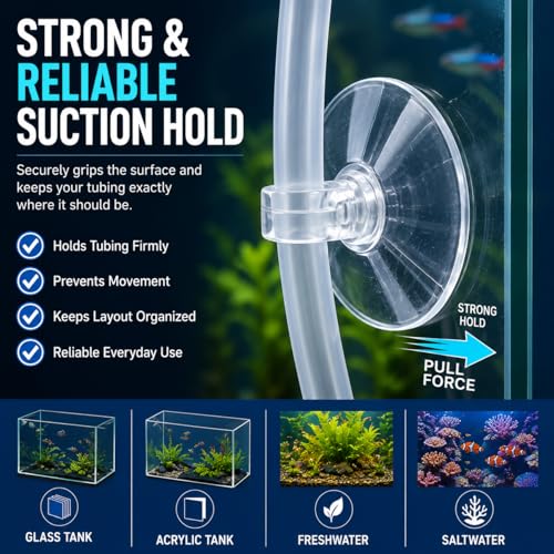 Image of VAYINATO Aquarium Airline Tubing Suction Cup Transparent, 10 Pcs - Fish Tank Air Hose Suction Cup Holder Connector - Aquaculture Aeration Setup Accessories by Petzlifeworld