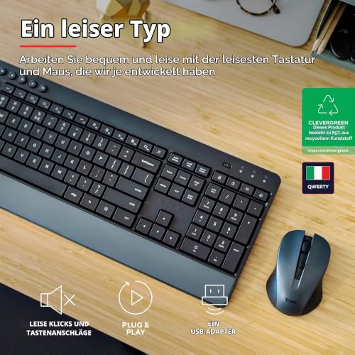 Trust Trezo Italienisches Layout (QWERTY) Tastatur Maus Set Kabellos – Ansicht 2