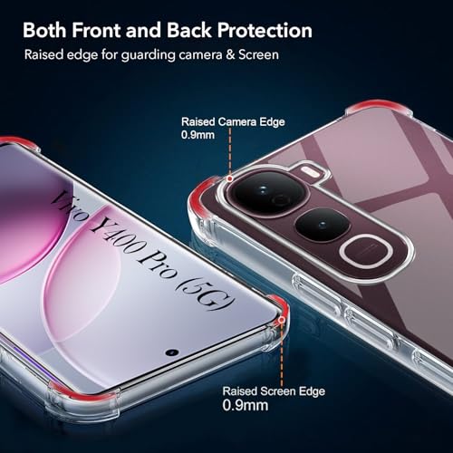 Image of Jkobi Shockproof Crystal-Clear Back Cover for Vivo Y400 Pro (Anti Yellow Case | Drop & Camera Protection | Hard Polycarbonate)