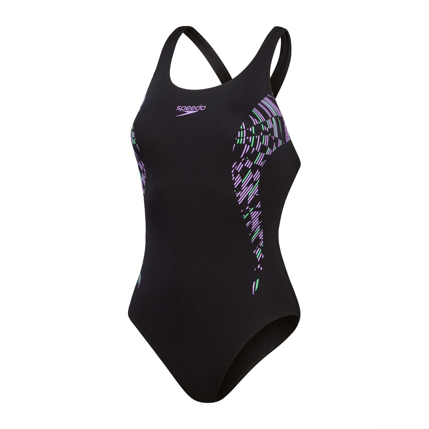Speedo Women's True Navy / Sweet Purple / Harlequin Green Placement Muscleback Swimming Costume Sweet Purple