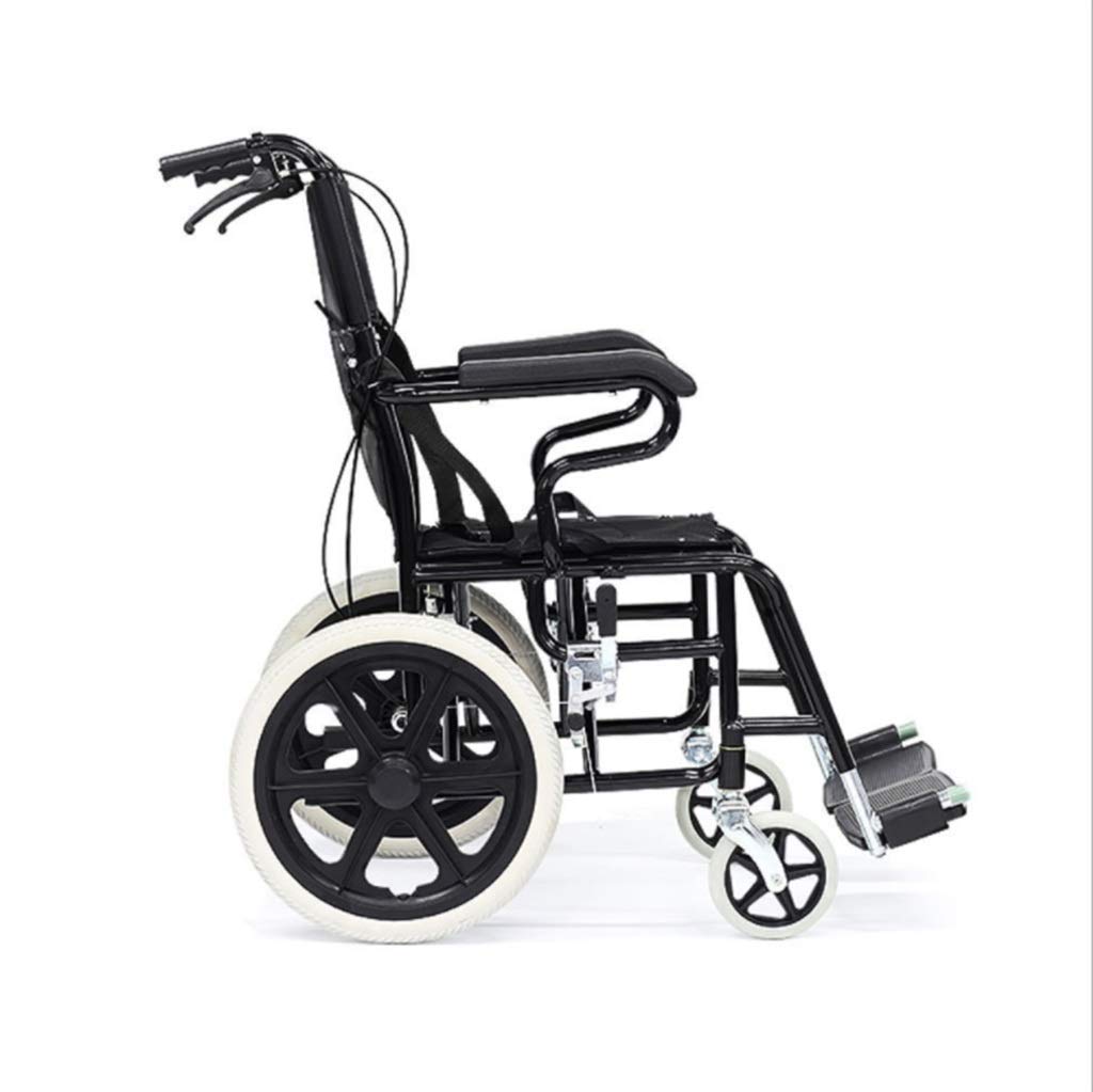 Silla de Ruedas Manual Scooter de Mano Pararsonas Mayores Discapacitadas Viaje Ultraligero Plegable Ligero Portátil No Inflable Neumáticos Sólidos de Freno Doble, Seguro Y Cómodo