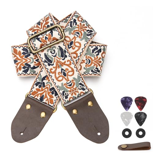 Guitar Strap for Acoustic, Guitars Head Cowhide Leather Ends,Strap Locks,Guitar Straps Electric,Bass Strap. - Les Beatles, Paul McCartney, John Lennon, RIngo Starr, George Harrison Guitar Strap for Acoustic, Guitars Head Cowhide Leather Ends,Strap Locks,Guitar Straps Electric,Bass Strap.