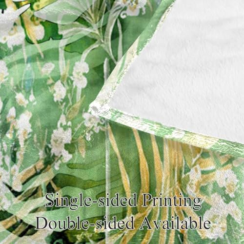 Plaid chaud feuilles vertes couverture douce pour cocooning sur canape et lit - 4