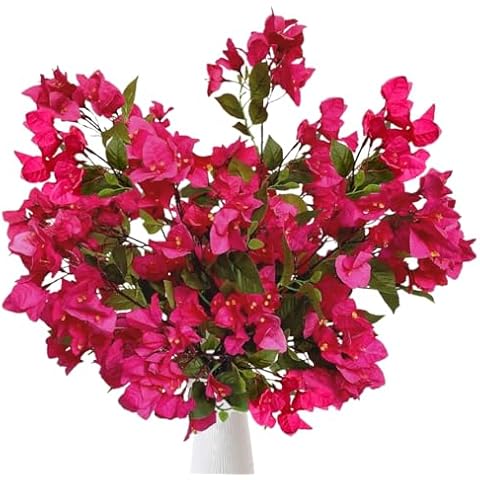 30 Inches Artificial Bougainvillea Silk Flower Branches Full Blossom Long Fake Flowers Stems for Wedding Home Garden Background Event Decoration (Fuchsia - Pack 8) Cover
