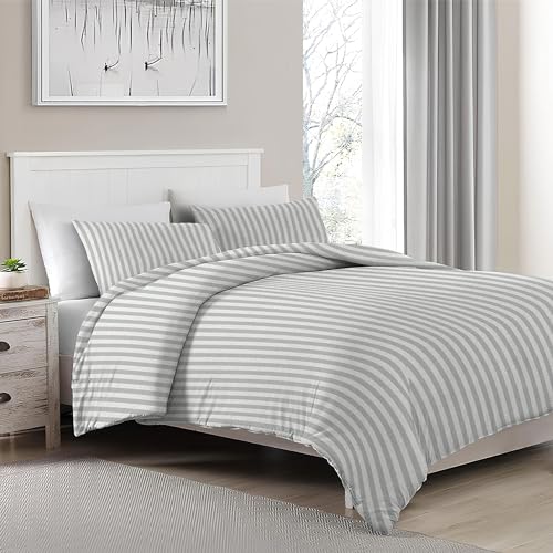 Image of SleepyCat Jersey Fabric Duvet Cover | Knitted Jersey Fabric | Wrinkle-Free & Soft | Machine Wash Friendly, Zebra Stripe (Single Size, 90X60 Inches)