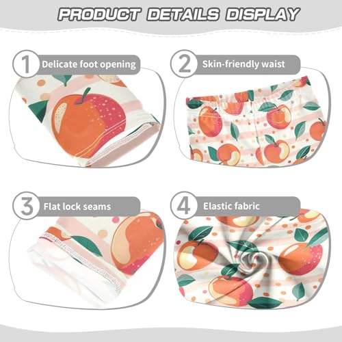 Wusikd Peaches Girls' Leggings Toddler Doodles Polka Dots Stripes Kids Yoga Pants Dance Active Tights 4T3