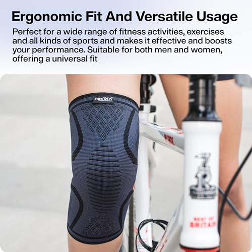 Image of FOVERA Sports Knee Cap Compression Support, Knee Guard for Gym, Running, Cycling, Sports, Jogging, Workout & Pain Relief for Men & Women (Size - S, 1 Pair)