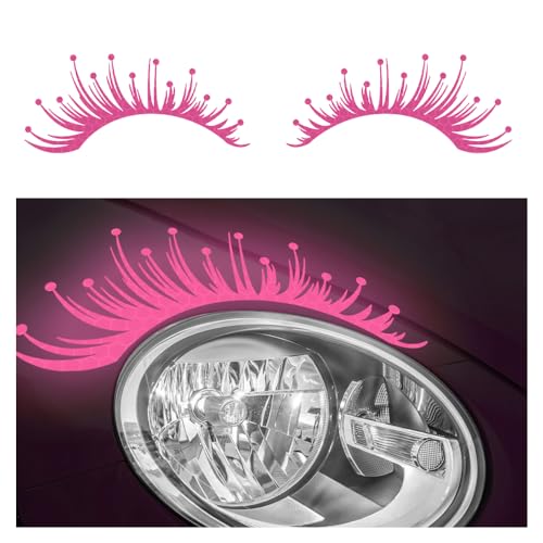 2PCS Reflective Eyelash Car Stickers Decals for Headlights Waterproof Car Stickers for Personalized Car Decoration Universal Car Eyelash for Headlights Fit Most Car SUV Truck (Pink)