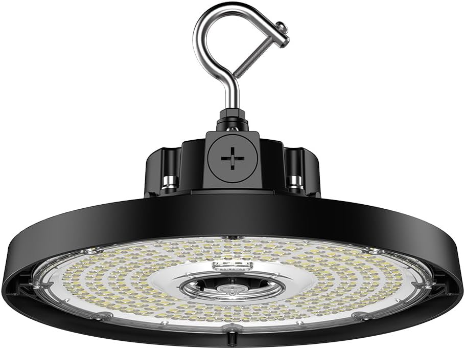 WareLight Aries G5 UFO LED High Bay Light, 150W Wattage Selectable, 22,500 Lumen Max, CCT Selectable, 3-in-1 Optic,120-277V, Black Finish